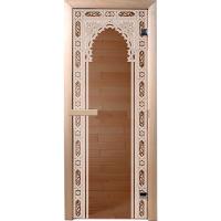 Дверь для хамама из стекла "Восточная арка", 1.9х0.7 м, бронза, 2 петли, 1.9 х 0.7 х 0.075 мм