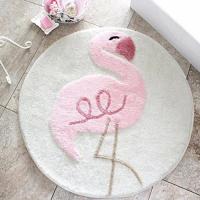 Круглый коврик в ванную, 90 см, Castafiore Akryl Pro Flamingo, розовый