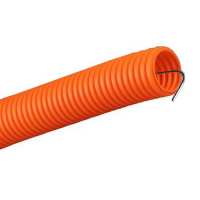 Труба ПНД гофрированная с протяжкой, оранжевая, D = 20 мм (100 м)
