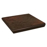 Плитка клинкер на ступень, угловая, с капиносом, структурная, Semir Brown, серо-коричневый, 33 х 33 х 1.1 см