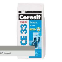 Ceresit СЕ 33 Super, Затирка для узких швов (до 5 мм) серая (№07), 2 кг