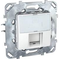 Schneider Unica Белая розетка компьютерная 1-ая RJ45, кат. 5е, с полем для надписи, MGU5.421.18ZD