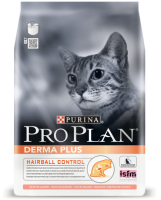 PRO PLAN Derma Plus Hairball Control, с лососем, 1.5 кг, Корм для кошек с проблемой кожи и шерсти