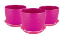 Набор Кашпо КЕРАМИК Плющ керамика, 0.7 л, 1.3 л, 2.1 л, 3 шт, розовый