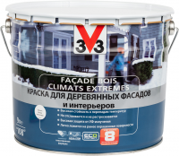 V33 Краска для деревянных фасадов и интерьеров, 9 л, полуматовая, База А, белый