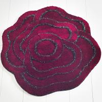 Круглый коврик в ванную, 90 см, Castafiore Akryl Pro Rose, роза бордо