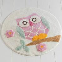 Круглый коврик в ванную, 90 см, Castafiore Akryl Pro Owl, совушка розовая