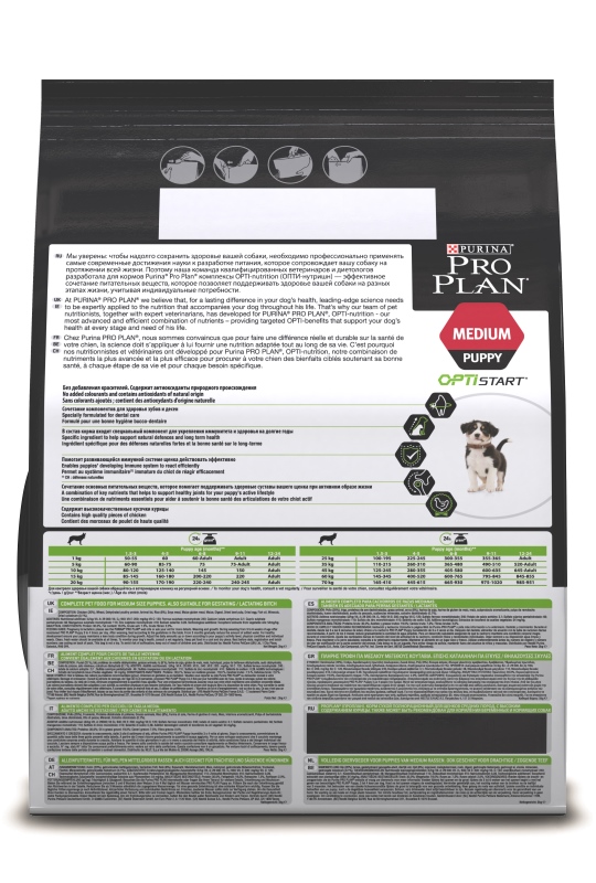 PRO PLAN OPTISTART Medium Puppy, с курицей, 3 кг, Корм сухой для щенков ...