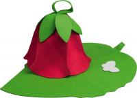 Набор для бани шапка Дюймовочка, коврик зеленый лист, войлок, 41125