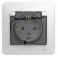 Schneider Glossa Белая Розетка  с заземлением с крышкой, IP20, GSL000146