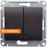 Schneider Glossa Шоколад Выключатель 2-клавишный с подсветкой, GSL000853
