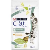 Cat Chow Adult Sterilised, с домашней птицей, 1.5 кг, Сухой корм для стерилизованных кошек и кастрированных котов Пурина Кэт Чау