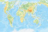 Фотообои Физическая карта мира, 4 х 2.7 м