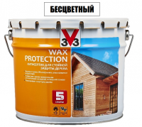 V33 Wax Protection бесцветный 2.5 л, Антисептик для дерева с добавлением воска