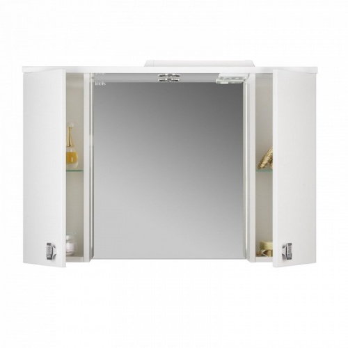 Шкаф-зеркалo для ванной 90 см, c подсветкой, белый, IDDIS Rise, RIS90W0i99, 170 х 900 х 630 мм