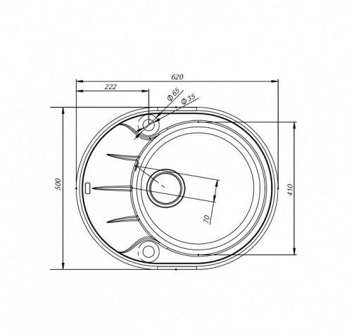 Мойка для кухни круглая, с малым крылом, Kitchen G, K17C621i87