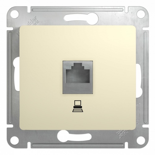 Schneider Glossa Бежевая Розетка компьютерная RJ45 кат.5E, GSL000281K