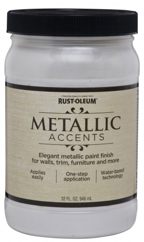 Metallic Accents Краска с эффектом насыщенного металлика на акриловой основе, белый жемчуг, 0.946 л