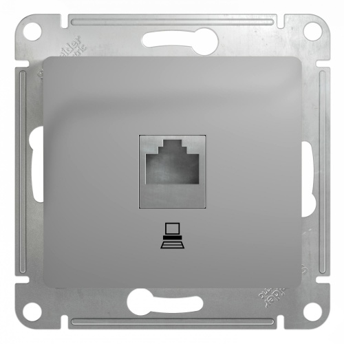 Schneider Glossa Алюминий Розетка компьютерная RJ45 кат.5E, GSL000381K