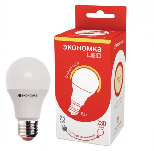 Лампа светодиодная 25Вт E27 3000K Экономка, EcoL25wA60230vE2730