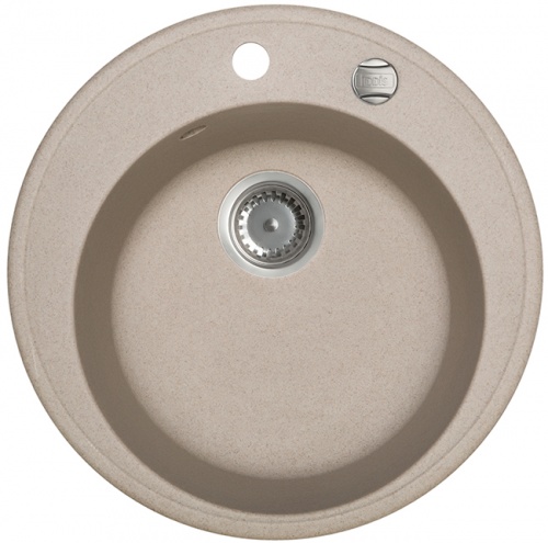 Мойка для кухни Granucryl, круглая, гладкая, песок, 510 х 510 х 210 мм