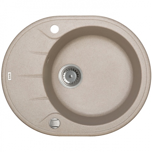 Мойка для кухни Granucryl, круглая, гладкая, с крылом, песок, 620 х 500 х 210 мм