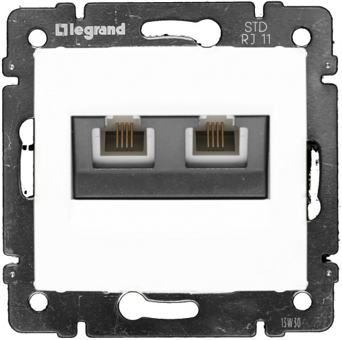 Legrand Valena белая розетка телефонная RJ-11 4 контакта 2 выхода, 774439