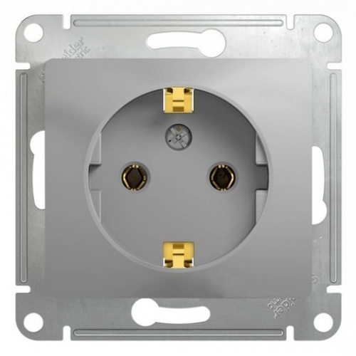 Schneider Glossa Алюминий Розетка  с заземлением, GSL000343