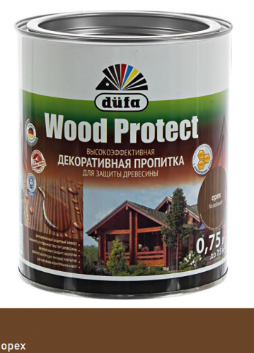 Dufa Wood Protect, орех, 0.75 л, Пропитка для защиты древесины, с воском