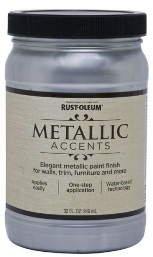 Metallic Accents Краска с эффектом насыщенного металлика на акриловой основе, чистое серебро, 0.946 л