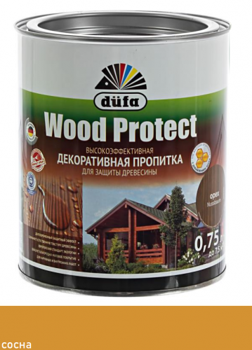 Dufa Wood Protect, сосна, 0.75 л, Пропитка для защиты древесины, с воском