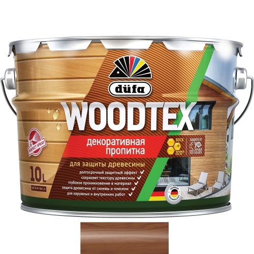 Dufa Woodtex, махагон, 10 л, Алкидная декоративно-защитная пропитка с твердым воском