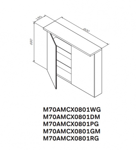 Зеркальный шкаф с подсветкой, 80 см, AM.PM Spirit 2.0, M70AMCX0801WG