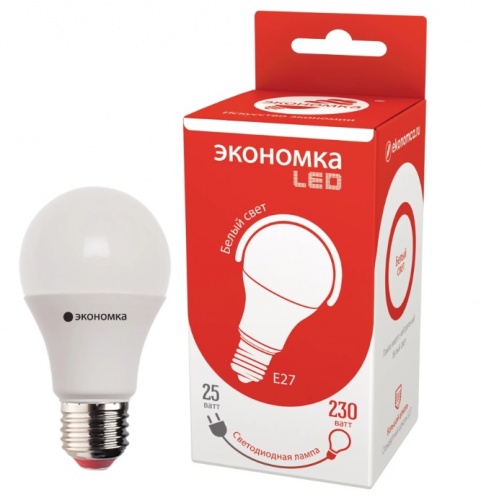 Лампа светодиодная 25Вт E27 4500K Экономка, EcoL25wA60230vE2745