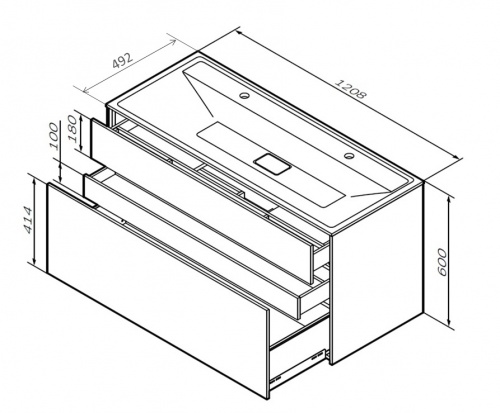 Тумба подвисная под раковину 120 см, AM.PM Inspire 2.0, графит матовый, M50AFHX1203GM
