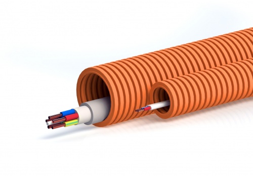 Труба ПНД гофрированная с протяжкой, оранжевая, D = 16 мм (100 м)