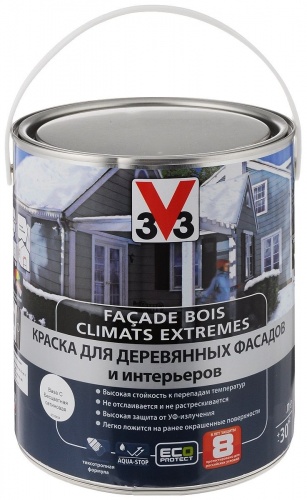V33 Краска для деревянных фасадов и интерьеров, 1 л, полуматовая, База C