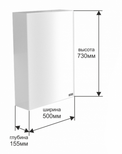 Зеркальный шкаф Стандарт 50, фацет, 500 х 155 х 730 мм