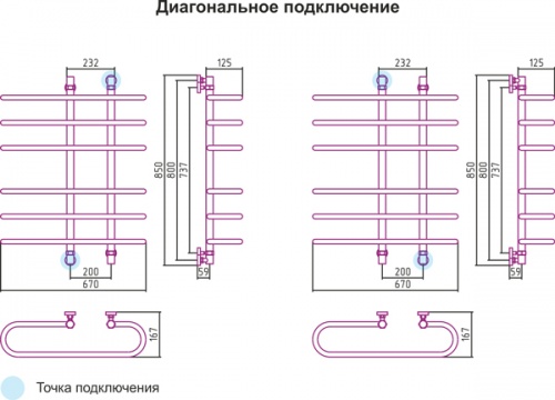 Полотенцесушитель Фурор, 800 х 700 мм
