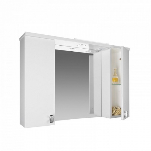 Шкаф-зеркалo для ванной 90 см, c подсветкой, белый, IDDIS Rise, RIS90W0i99, 170 х 900 х 630 мм