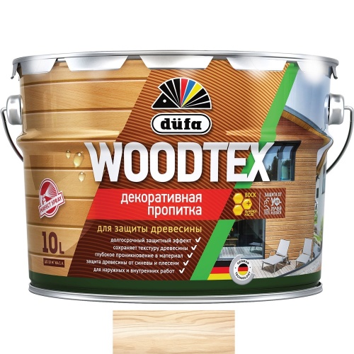 Dufa Woodtex, бесцветный, 10 л, Алкидная декоративно-защитная пропитка с твердым воском