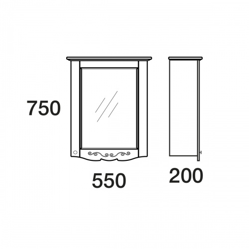Зеркало-шкаф MERKANA Гент, 550 х 750 х 200 мм, правый, 35987