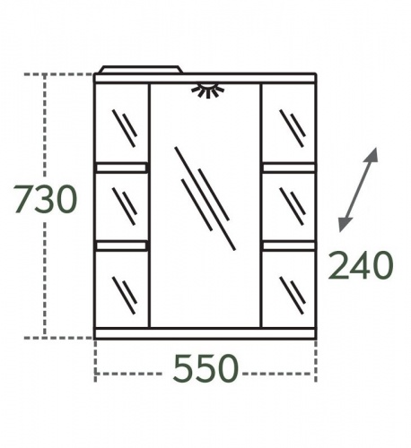 Зеркало-шкаф Герда 55, свет, розовый, 550 х 240 х 730 мм