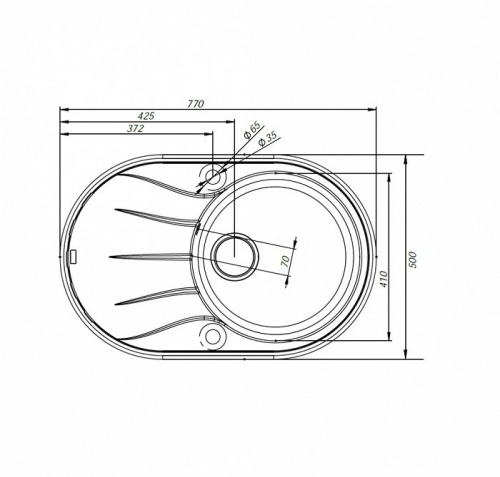 Мойка для кухни круглая, с крылом, Kitchen G, K18C771i87